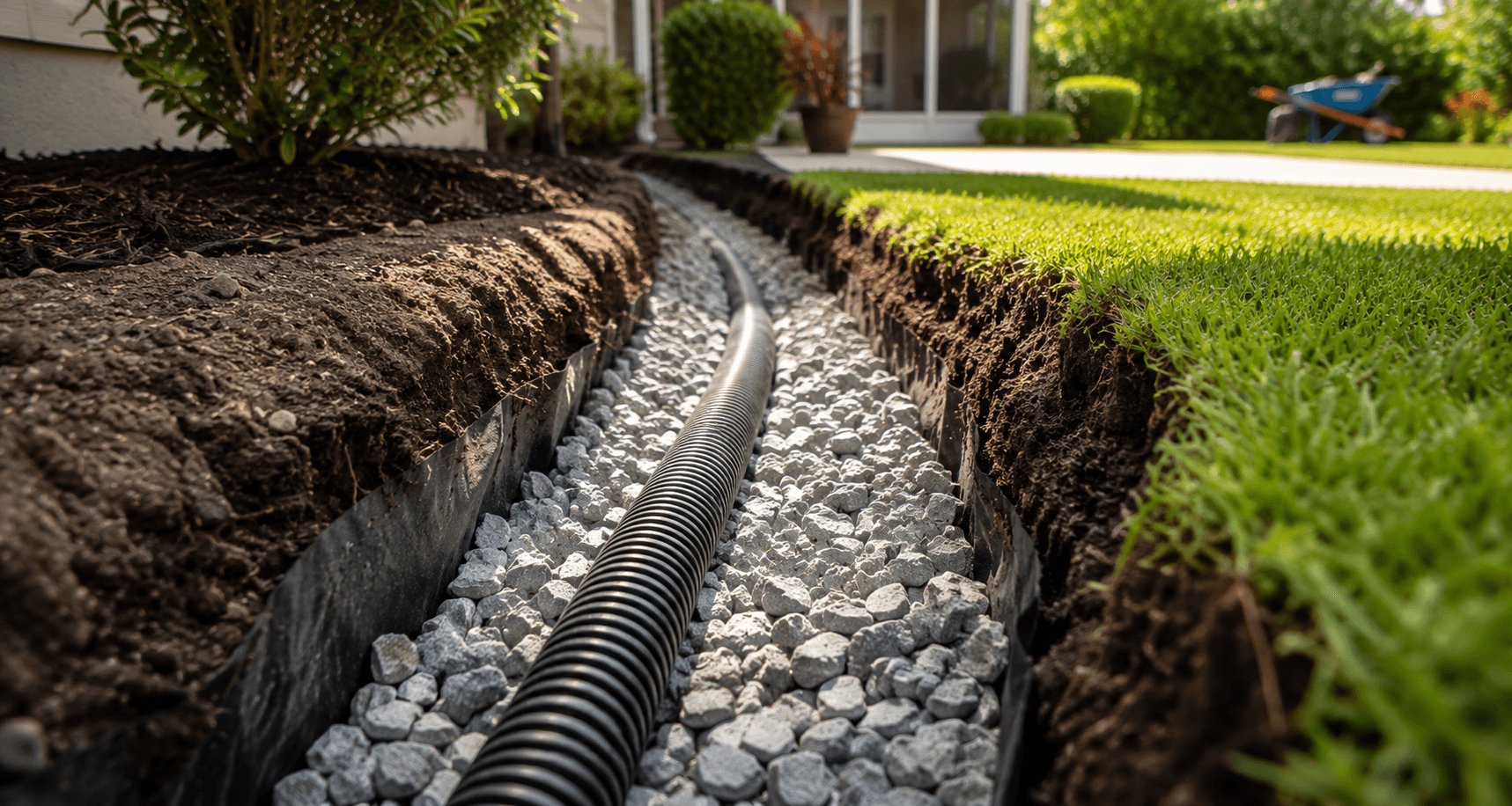 French drain, Sarasota backyard